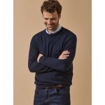 Pull fin col rond laine mrinos homme