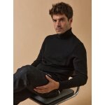 Pull fin col roul laine mrinos homme