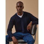 Pull fin col v laine mrinos homme