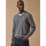 Pull fin col v laine mrinos homme
