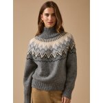 Pull jacquard col montant femme laine rws *