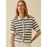Pull polo boutonn� ray� femme coton biologique