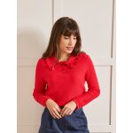Pull polo volant� femme coton biologique et cachemire