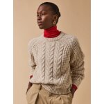 Pull torsades femme mlange laine mrinos