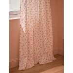 Rideau voilage percale de coton imprim� fleurs rose