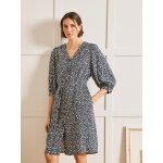 Robe boutonne mi - longue femme viscose dobby imprim lo