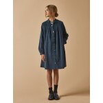 Robe chemise fille en velours gaufr