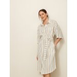 Robe - chemise ray�e mi - longue coton et lin femme