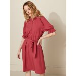 Robe courte volant�e femme en viscose dobby