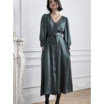 Robe longue boutonne femme seersucker uni