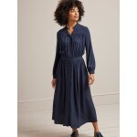 Robe longue col froufrou femme en viscose dobby