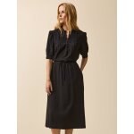 Robe longue unie col volant� viscose dobby femme