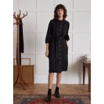 Robe mi - longue boutonne crpe uni femme