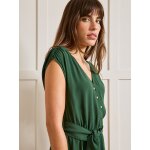 Robe mi - longue sans manches crpe uni femme