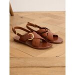 Sandales plates brides crois�es cuir femme