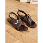 Sandales plates brides crois�es cuir femme