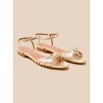 Sandales plates cuir m�tallis� femme