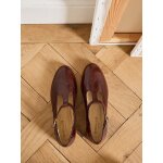 Sandales salom� bout fleuri cuir femme
