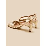 Sandales � talon cuir m�tallis� femme