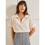 T - shirt col polo maille ajoure