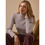 T - shirt col roul� ray� femme