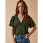 T - shirt col v dentelle femme lyocell et coton