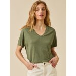 T - shirt col v femme lin et viscose