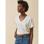 T - shirt col v femme lin et viscose