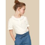 T - shirt fille col dentelle - coton biologique