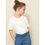 T - shirt fille col dentelle - coton biologique