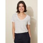 T - shirt ray col v femme en lin