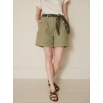 Short chino coton et lin femme