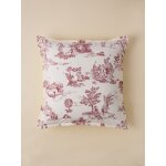 Taie d'oreiller esprit toile de jouy en percale de coton