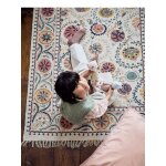Tapis en coton brod flore - xl