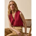 Top boutonn� lin et viscose femme