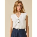Top boutonn� lin et viscose femme