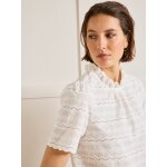 Top broderie anglaise col volant� femme
