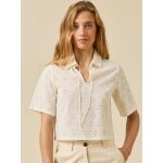 Top col polo femme broderie anglaise