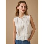 Top sans manches boutonn� brod� femme