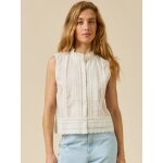 Top sans manches boutonn� brod� femme