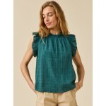 Top sans manches volant� femme en cr�pon