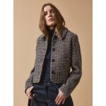 Veste boutonne tweed carreaux femme