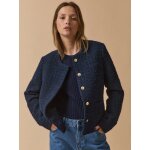Veste sans col tweed uni femme