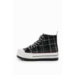 Baskets montantes � plateforme tartan