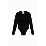 Body ajust� en velours � rayures