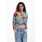 Pull  rayures et fleurs