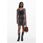 Robe  encolure asymtrique imprim animal