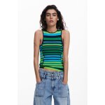 T - shirt en maille  rayures avec coutures
