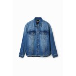 Veste trucker jean fleurs