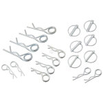 Assortiment de goupilles bta double spire 3, 4, 5 mm et clips 6, 8, 10 mm (x18)